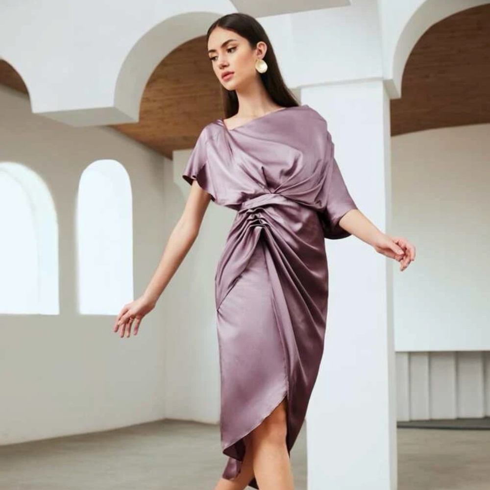 *NWOT Asymmetric hem satin dress